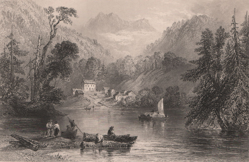 CANADA. A Lake farm on the Frontier. BARTLETT 1842 old antique print picture